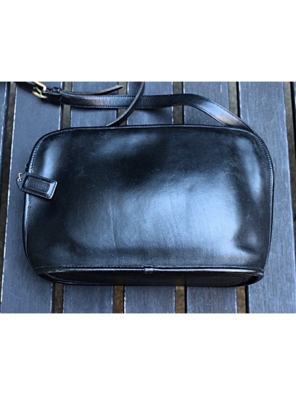 Coach Vintage - Oliver Crossbody Bag 9902 in Black + Brass, USA 1980s - Picture 7 of 14